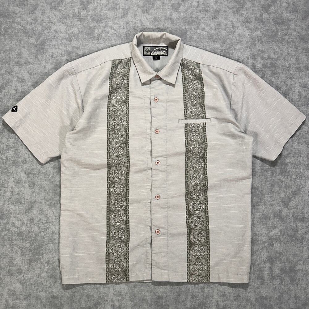 Vintage Y2K prAna Born From The Experience Button Up Shirt Mens XL Ornate Print